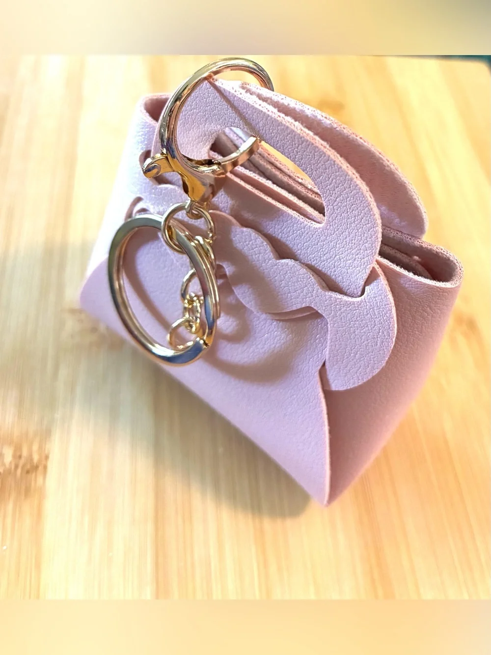 Mint Pink Mini Handbag Keychain with Gold Hardware